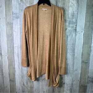 Eileen Fisher Large 100% Linen Lightweight Knit Open Front Cardigan w/Pockets